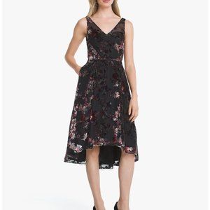 White House Black Market Burnout Hi-Lo Fit-and-Flare Floral Dress